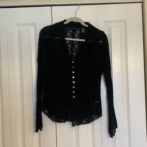 Black Lace Long Sleeve Top